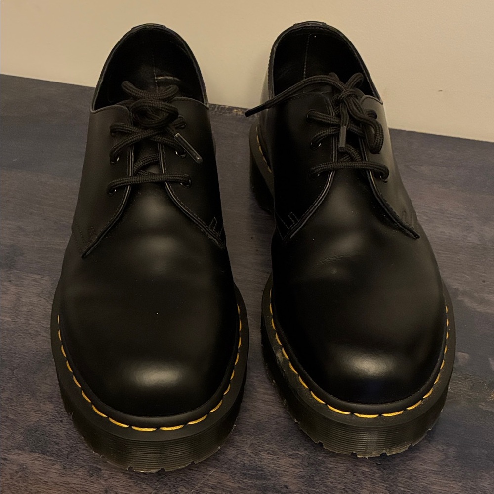 Dr. Martens 1461 Bex Black Oxfords with Yellow Stitching